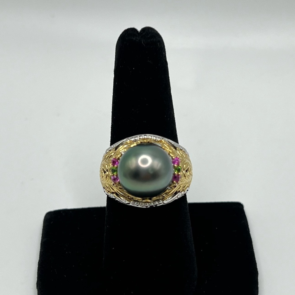 Gems En Vogue South Sea Peacock Pearl Diopside Sapphire Ring